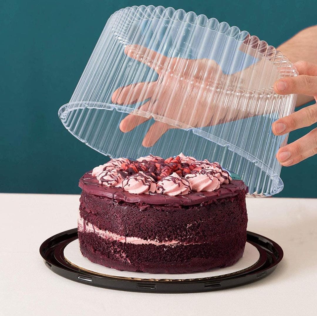 Black Disposable Transparent Cake Box 9" Height 6"