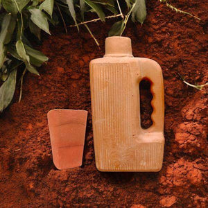 Vintage Clay Water Bottle with glass - SV Bazaar