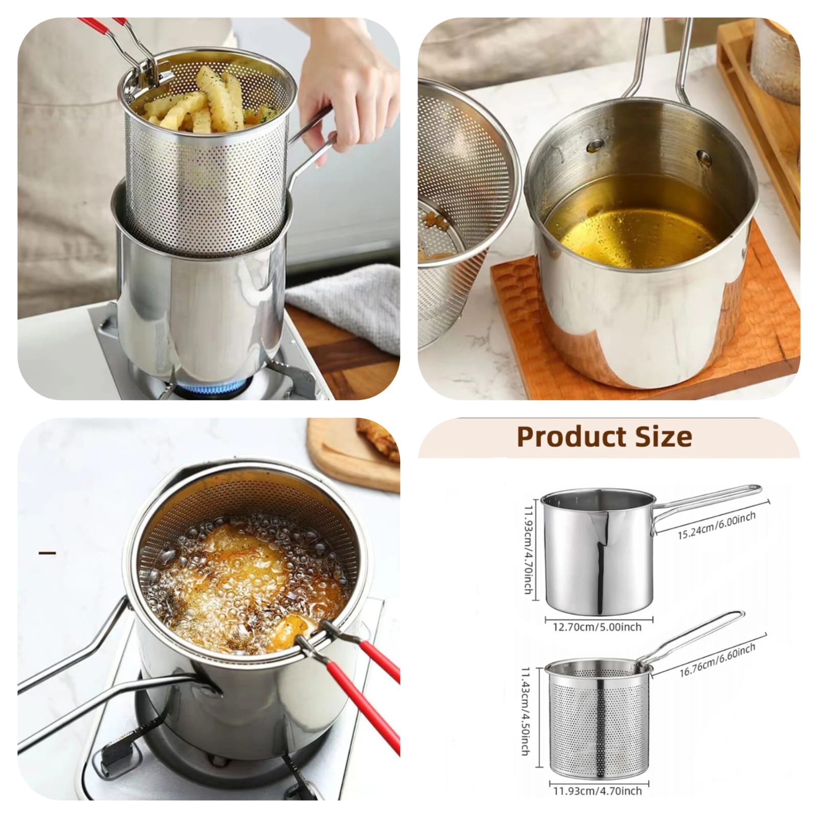 Stainless Steel Deep Fryer Frying Pot 1200ml (Box Packing)