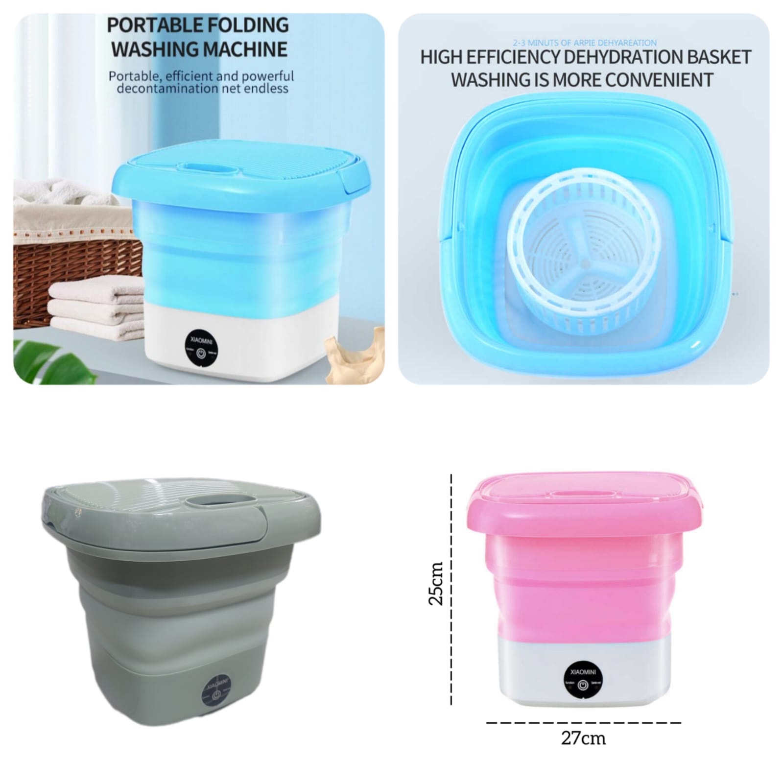 Foldable Electric Mini Washing Machine with Dryer Option (Box Packing)