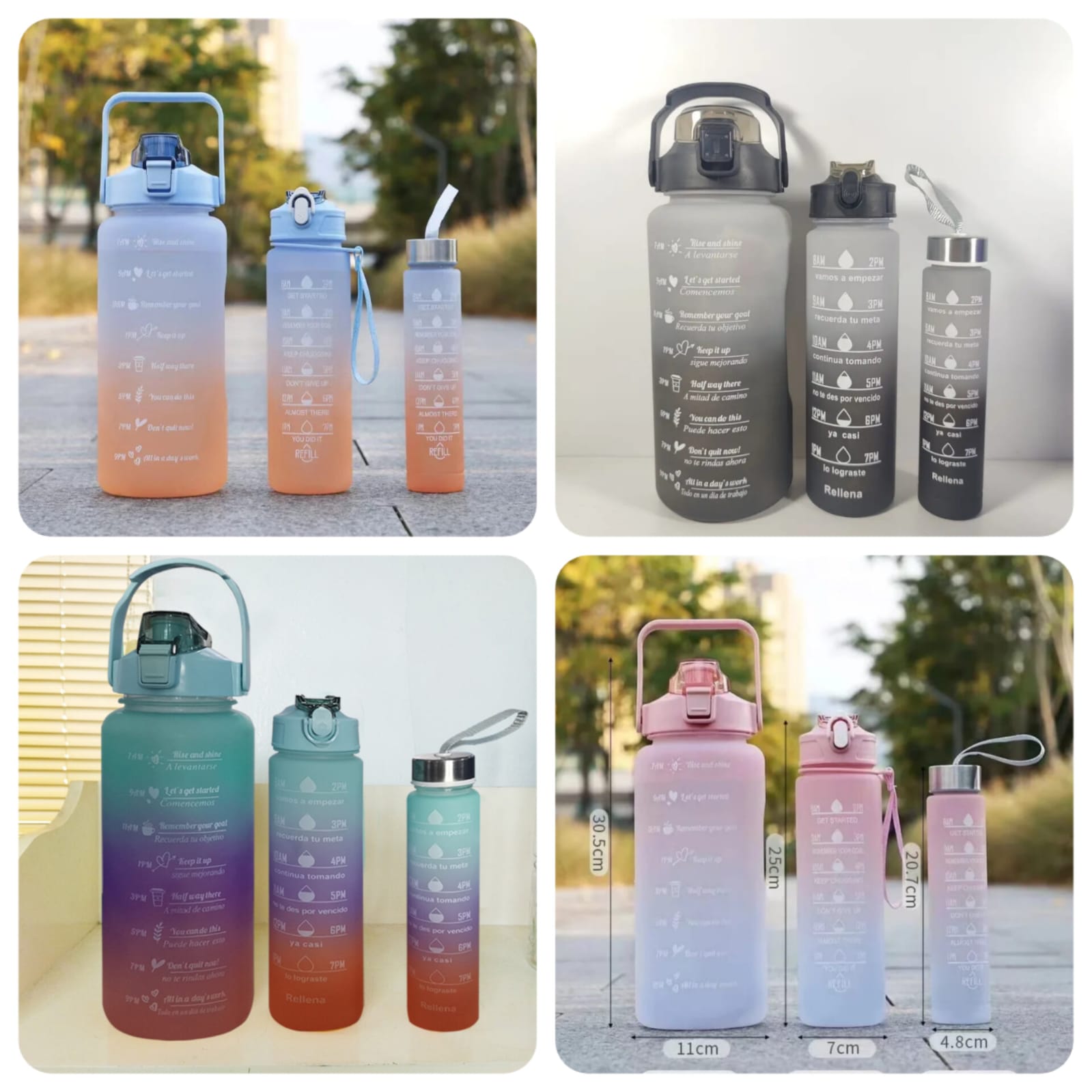 3-Pcs Colourful Water Bottle Set (Random Colours) - Premium Quality