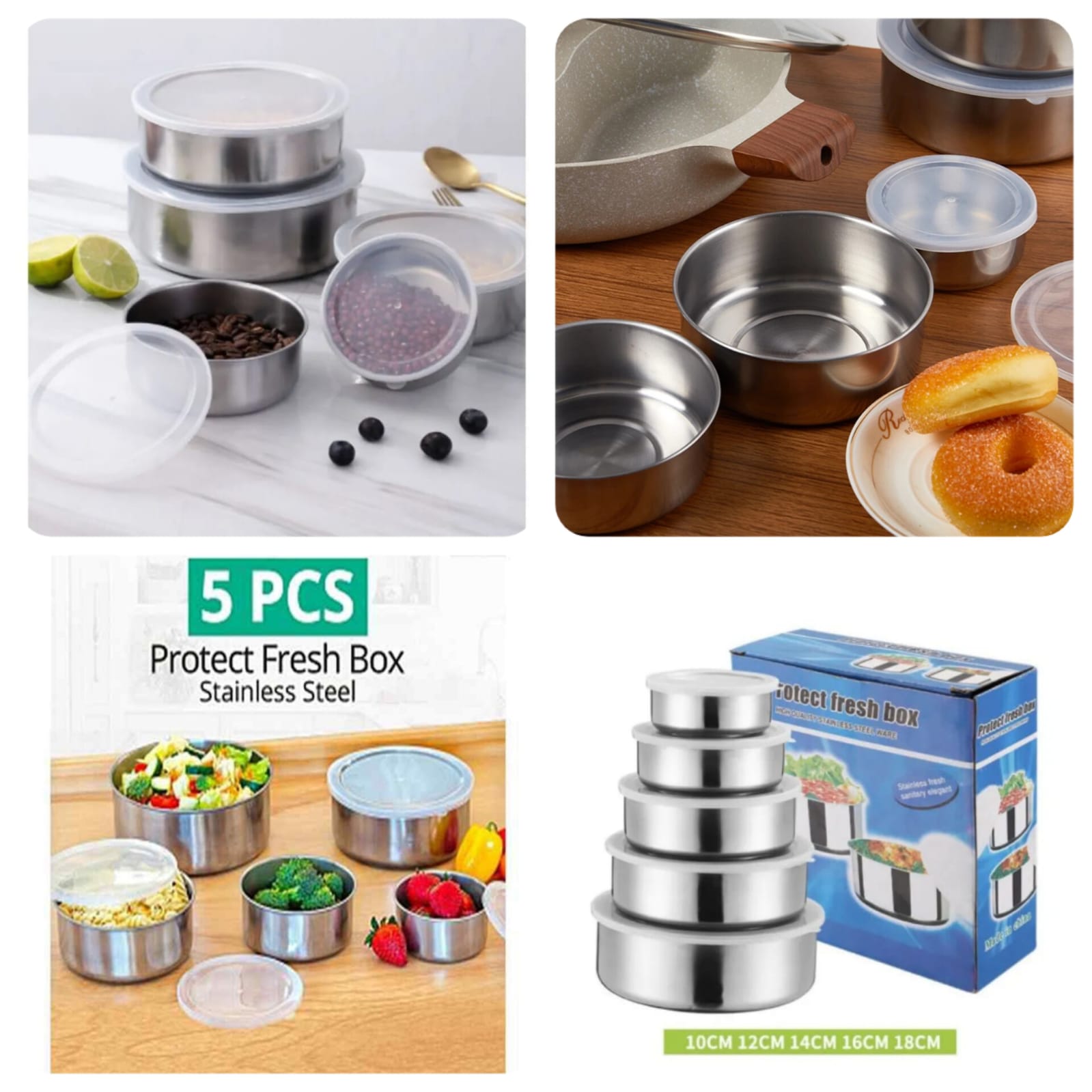 Stainless Steel 5-Pcs Bowl Set (Box Packing) Premium Quality