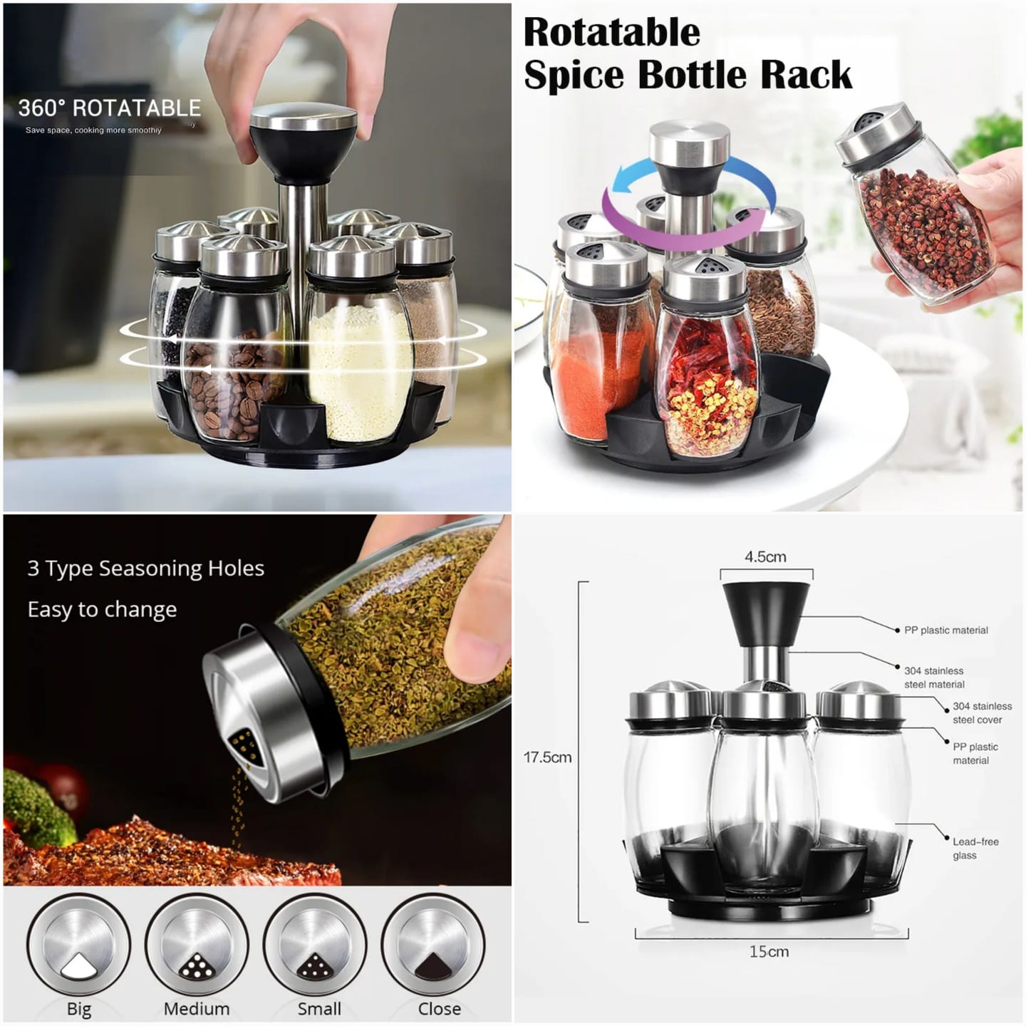 Rotating 6 Bottles Spice Rack (Box Packing)