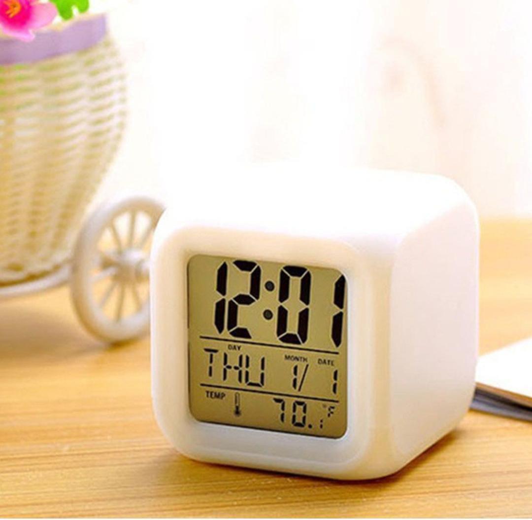 Study Alarm Clock LED Change Digital Glowing Night Light Bedroom