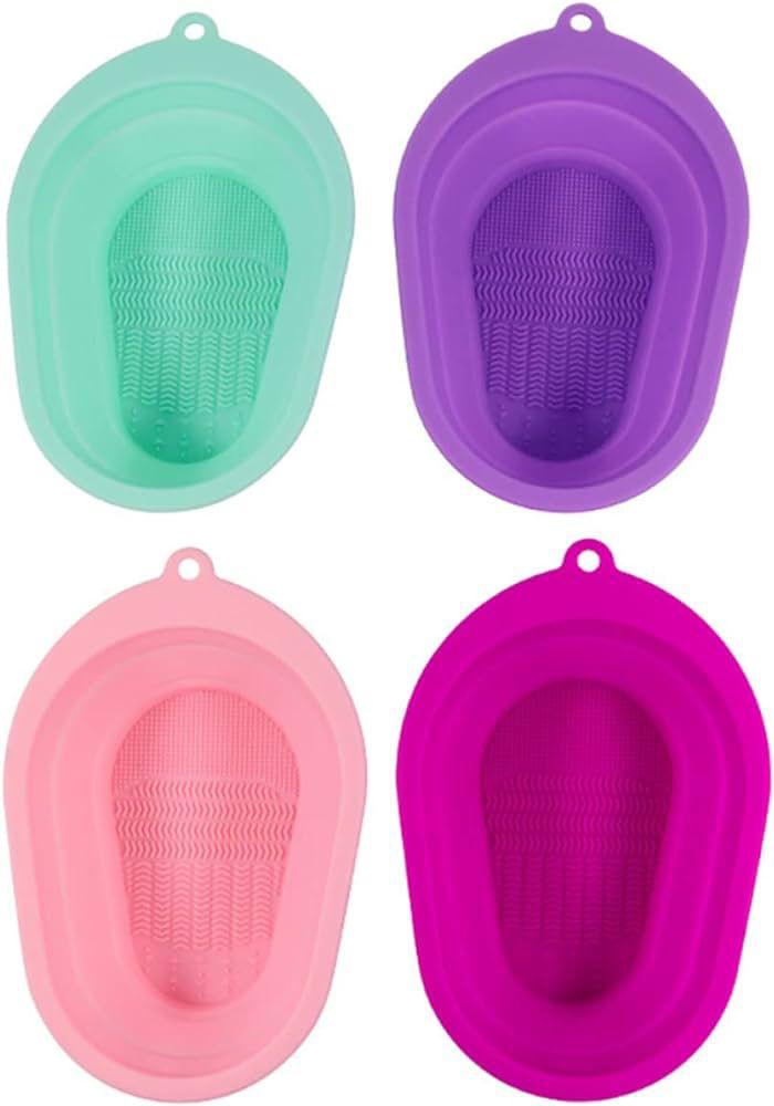 Silicone Brush Cleaner And Soap Holder Foldable Cleaning Basket