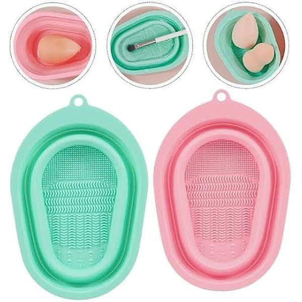 Silicone Brush Cleaner And Soap Holder Foldable Cleaning Basket