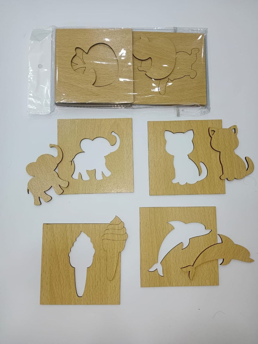 DIY Kids Wooden Stencils Drawing Kit