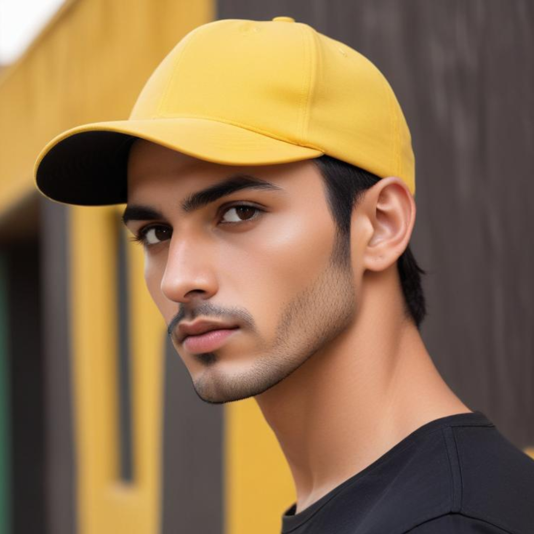 Yellow Cotton Men's Cap