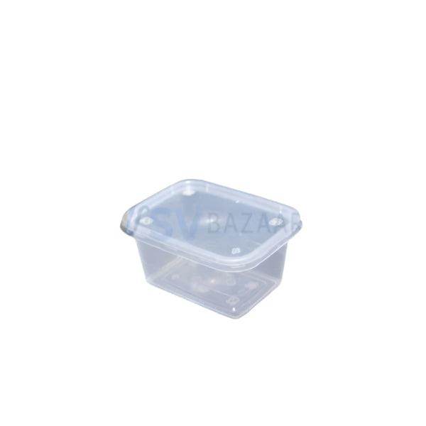 Small transparent plastic container with lid