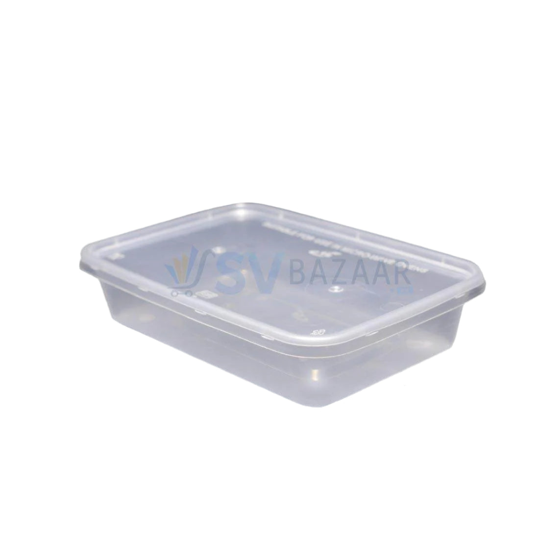 Transparent 500 ml disposable rectangular plastic food container with lid