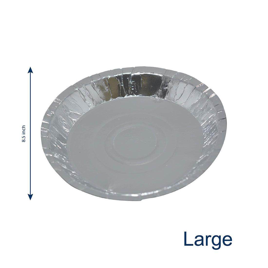 Silver Paper Plates Aluminium Coated Large - Pack of 50 - SV Bazaar