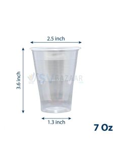 Disposable Plastic Cup 210ml (Transparent) - Pack of 100