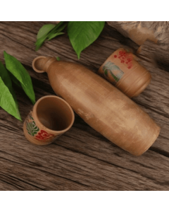 Desi Clay Water Bottle (1000-ML) With 2 Free Clay Glass - Without Bag
