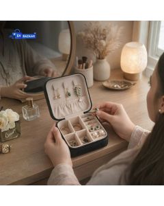 Luxury Portable Jewelry Organizer Box - Mini Jewelry Organizer Box for Ladies Travel Storage Case with Mirror