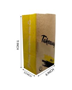 Brown Paper Food Bags - Printed Takeaway Bags (Pack Of 50 Pcs)