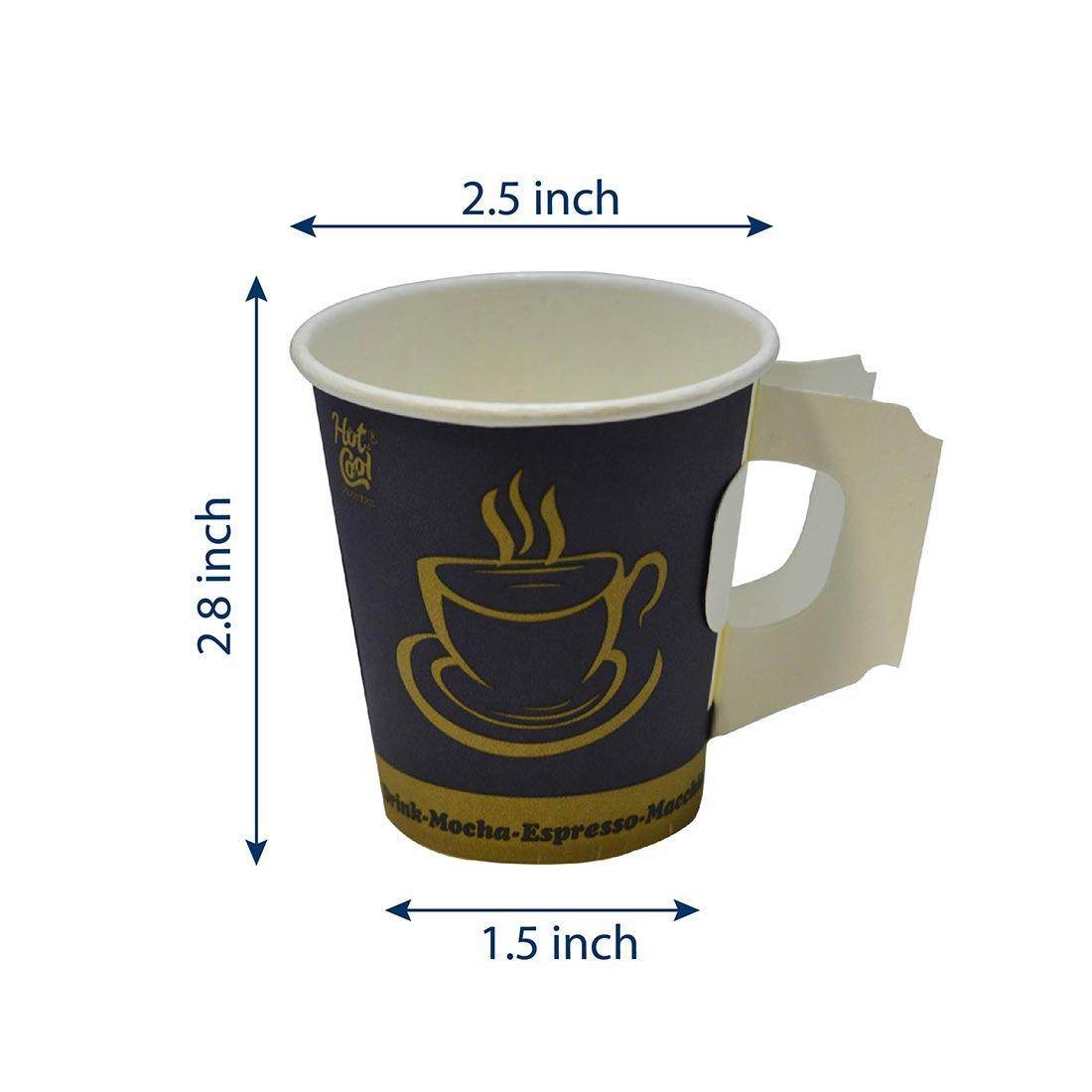 Paper Coffee Cups With Handle (imported) - Pack of 100 - SV Bazaar